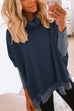 Rebadress Cowl Neck Color Block Side Split Sweatshirt