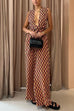 Rebadress Chic Back Criss Cross Knot Waist Wide Leg Printed Jumpsuit