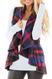 Rebadress Lush Sleeveless Plaid Jacket Vest with Pockets