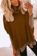 Rebadress Cowl Neck Color Block Side Split Sweatshirt