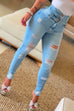 Rebadress Button Up High Waist Ripped Skinny Jeans