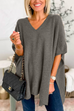 10 Colors V Neck Loose Fit Solid Poncho Sweater