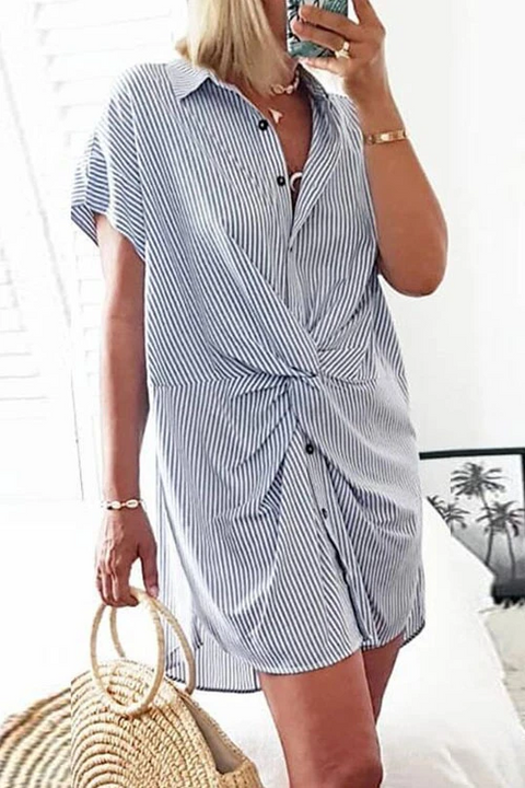 Rebadress Trist Knot Striped Shirt Dress